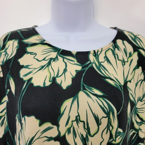 Future Collective Jersey Knit Black Green Cream Tropical Floral Maxi Dress 1X - Picture 6 of 11